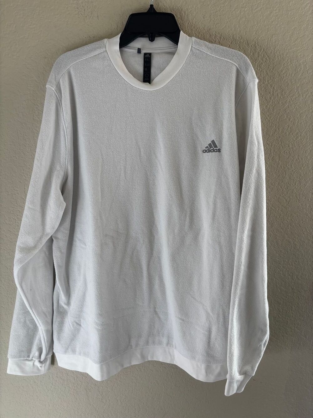 Adidas Long Sleeve Athletic Top White Gray Logo Size XL